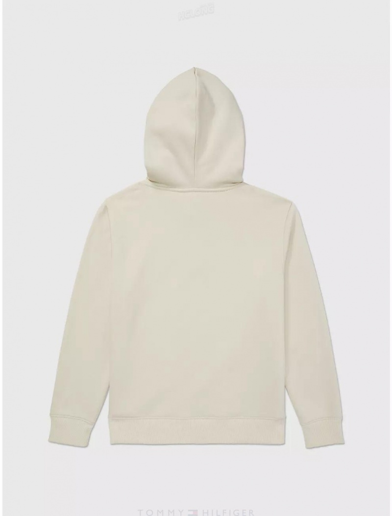 Tommy Hilfiger Signature Hoodie Tops Sand Khaki | 8062-RVAMO