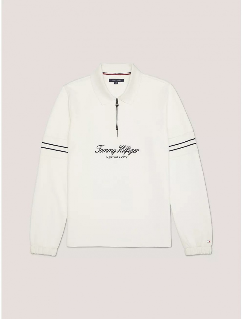 Tommy Hilfiger Signature Pullover Sweatshirt Tops White Suede | 3724-LTSEF