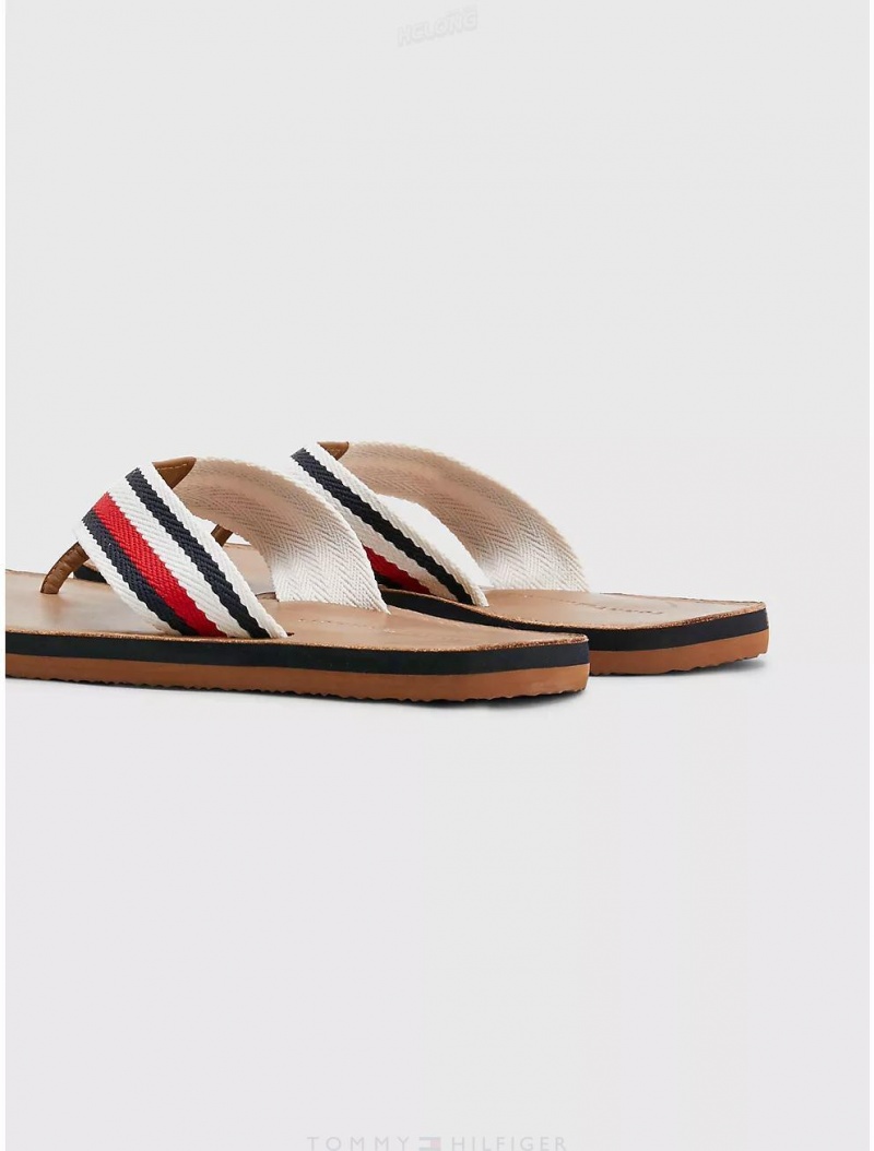 Tommy Hilfiger Signature Stripe Beach Sandal Shoes Summer Cognac | 4879-WOYFM