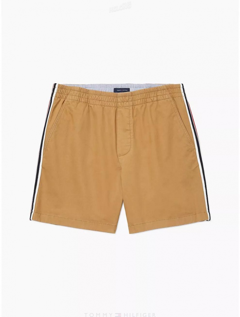 Tommy Hilfiger Signature Stripe Short Bottoms Pinecone Tan | 2561-KYTNQ