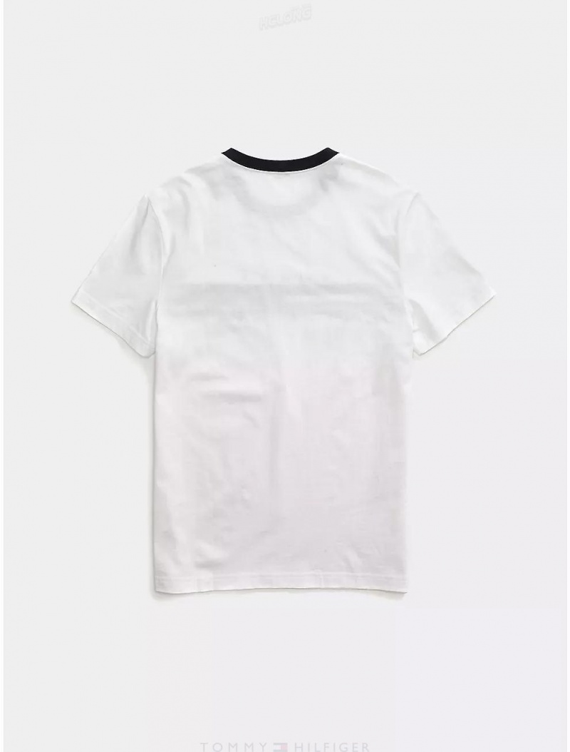 Tommy Hilfiger Signature Stripe T-Shirt Tops Optic White | 9067-DRVUF