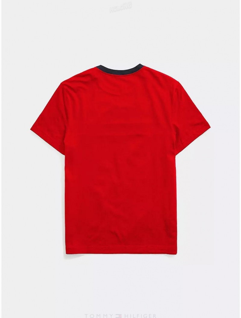 Tommy Hilfiger Signature Stripe T-Shirt Tops Apple Red | 3156-QYXUW