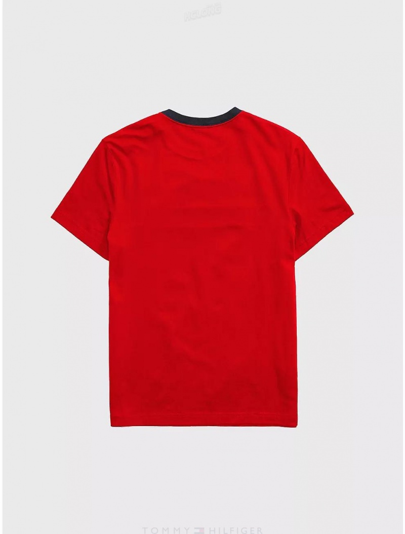 Tommy Hilfiger Signature Stripe T-Shirt Tops Primary Red | 0513-PIAKF