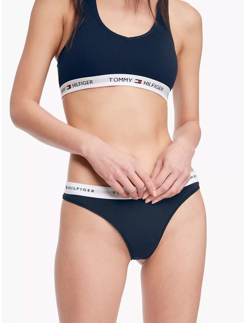 Tommy Hilfiger Signature Thong Panties Navy | 4302-PXAGZ