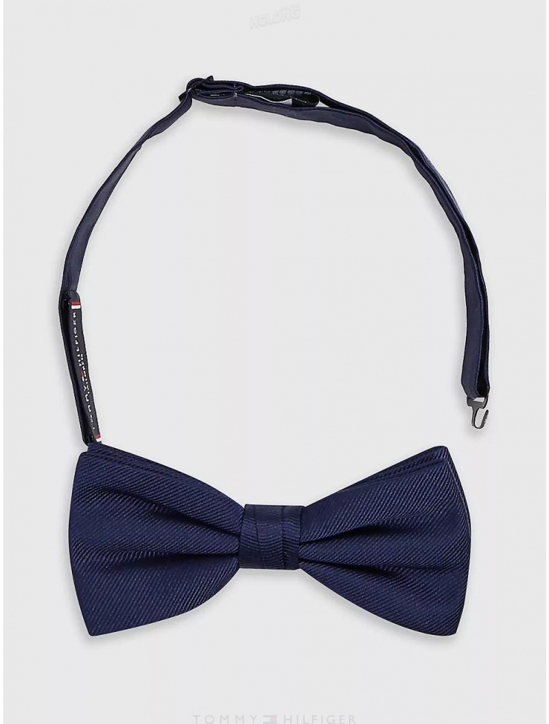 Tommy Hilfiger Silk Bow Tie Ties Navy | 3128-JMBEV