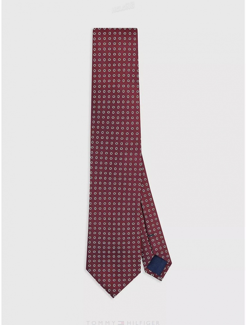 Tommy Hilfiger Silk Dot Print Tie Ties Black | 3572-UXHBS