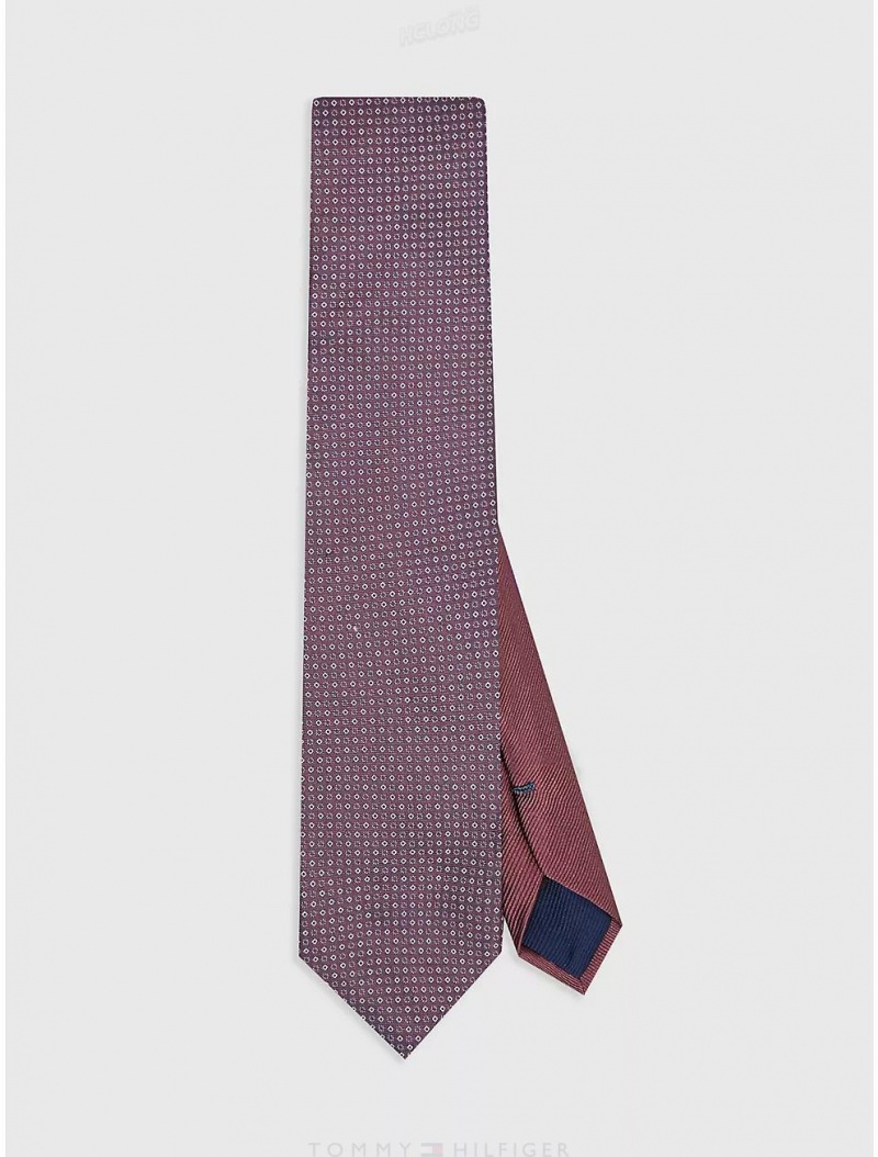 Tommy Hilfiger Silk Micro Graphic Tie Ties Metro Mauve Multi | 1706-JPGYR