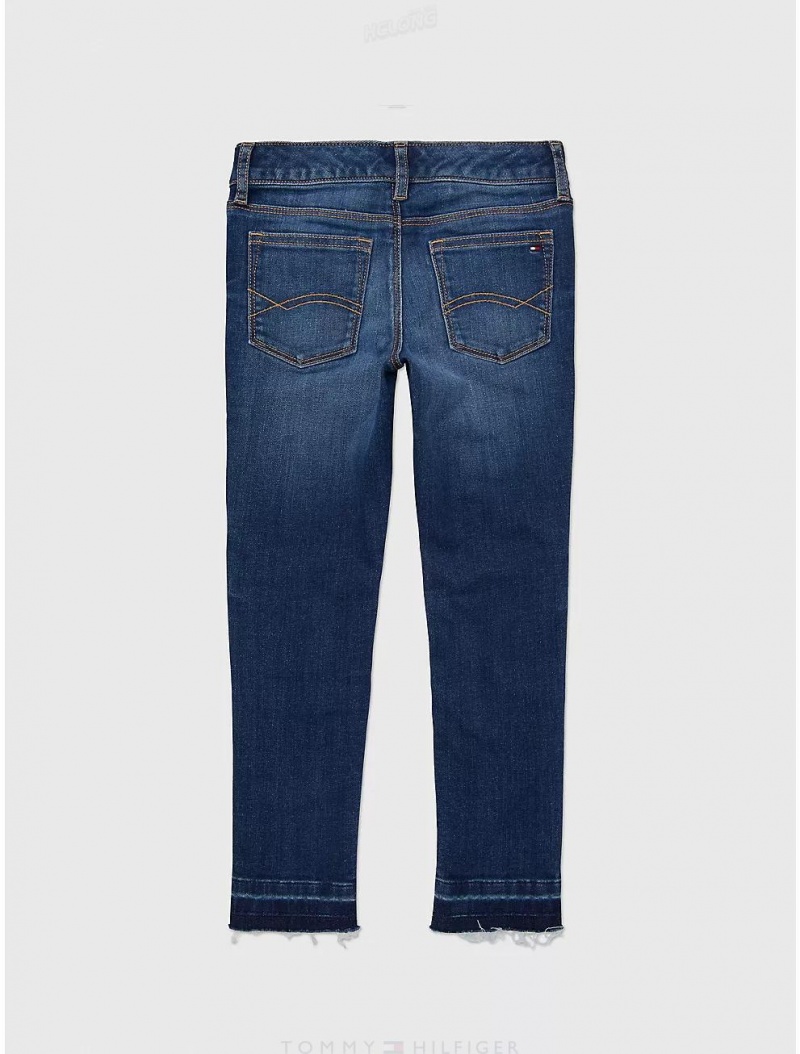 Tommy Hilfiger Skinny Fit Jean Bottoms Leaf Blue Wash | 5908-IWHGE