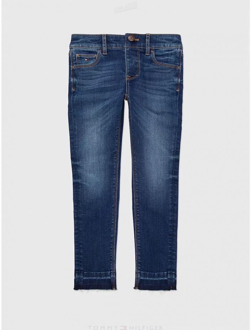 Tommy Hilfiger Skinny Fit Jean Bottoms Leaf Blue Wash | 5908-IWHGE