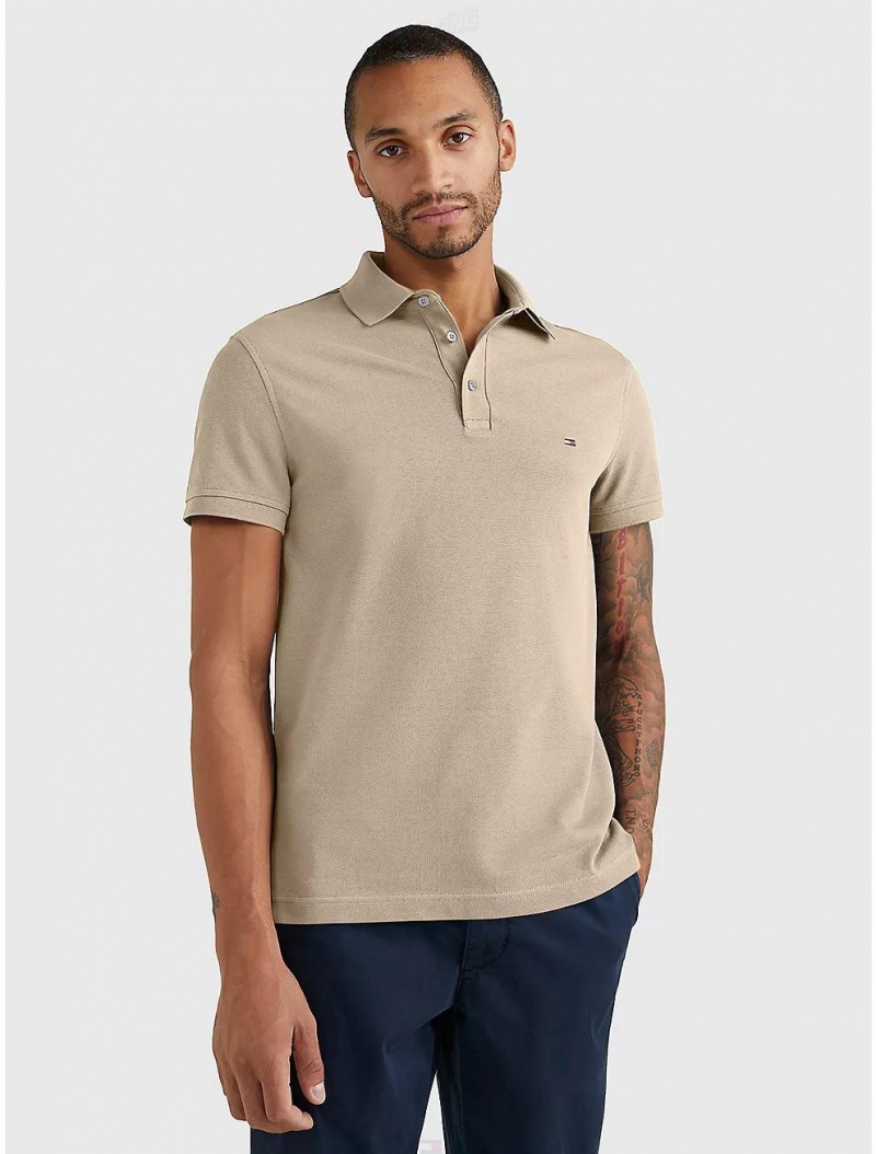 Tommy Hilfiger Slim Fit 1985 Polo Polos Tuscan Beige | 8309-QYGUX