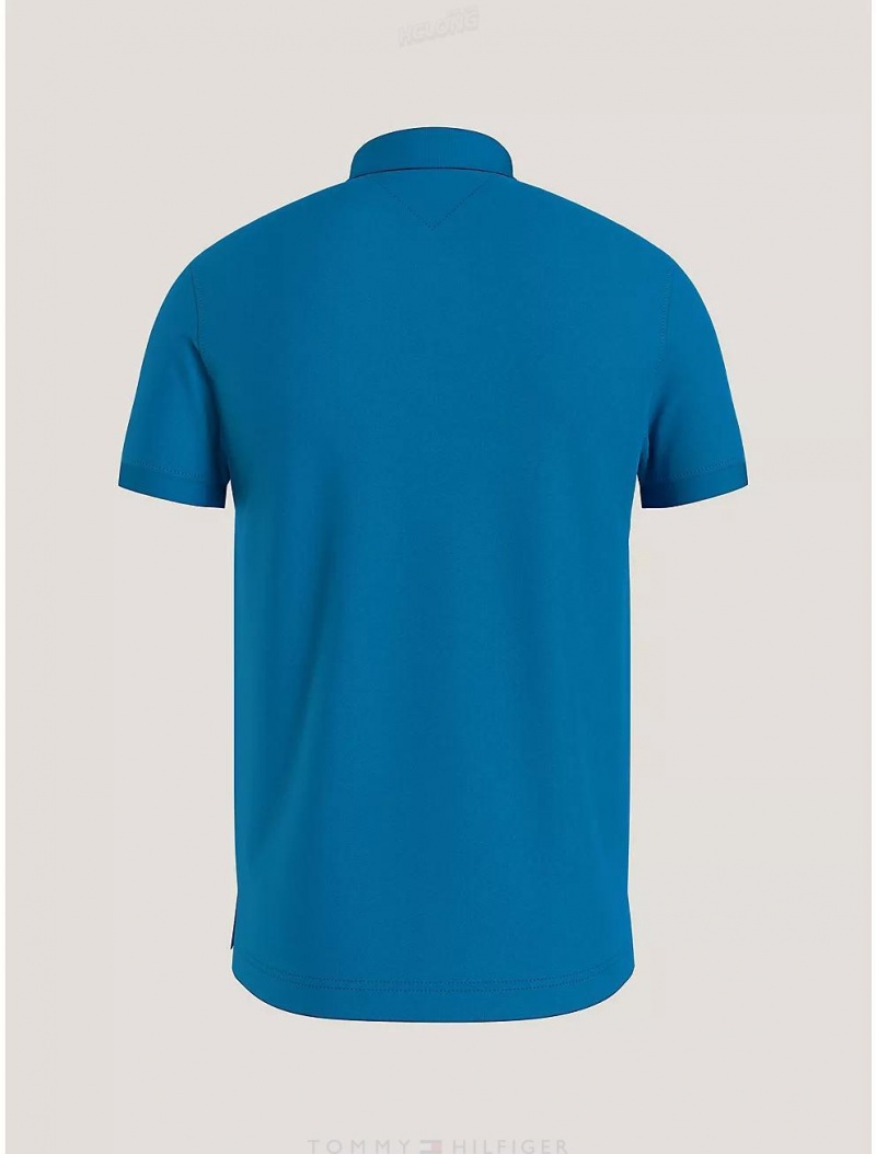 Tommy Hilfiger Slim Fit 1985 Polo Polos Cerulean Aqua | 7406-OZVES