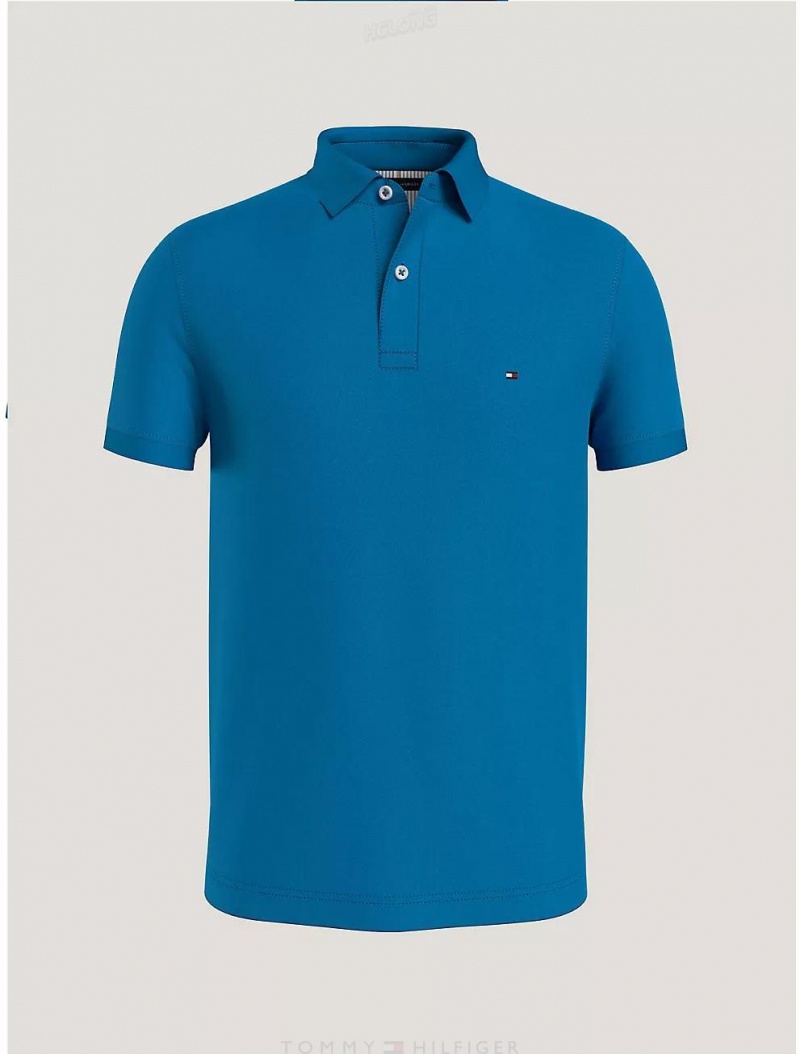 Tommy Hilfiger Slim Fit 1985 Polo Polos Cerulean Aqua | 7406-OZVES