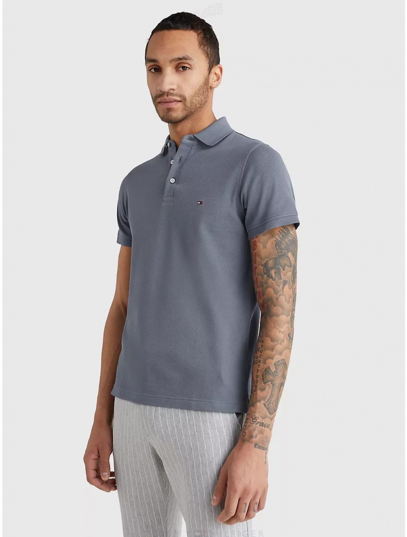 Tommy Hilfiger Slim Fit 1985 Polo Polos Faded Indigo | 9680-BUORA