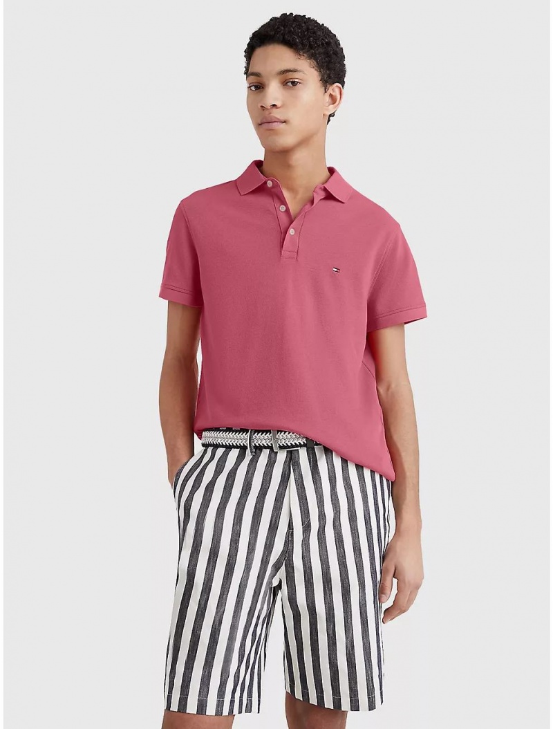 Tommy Hilfiger Slim Fit 1985 Polo Tops Deep Crimson Fruit | 1542-WBMXI