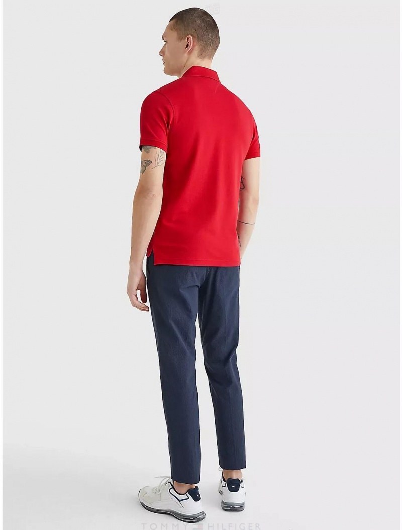 Tommy Hilfiger Slim Fit 1985 Polo Tops Primary Red | 0127-GTSHJ