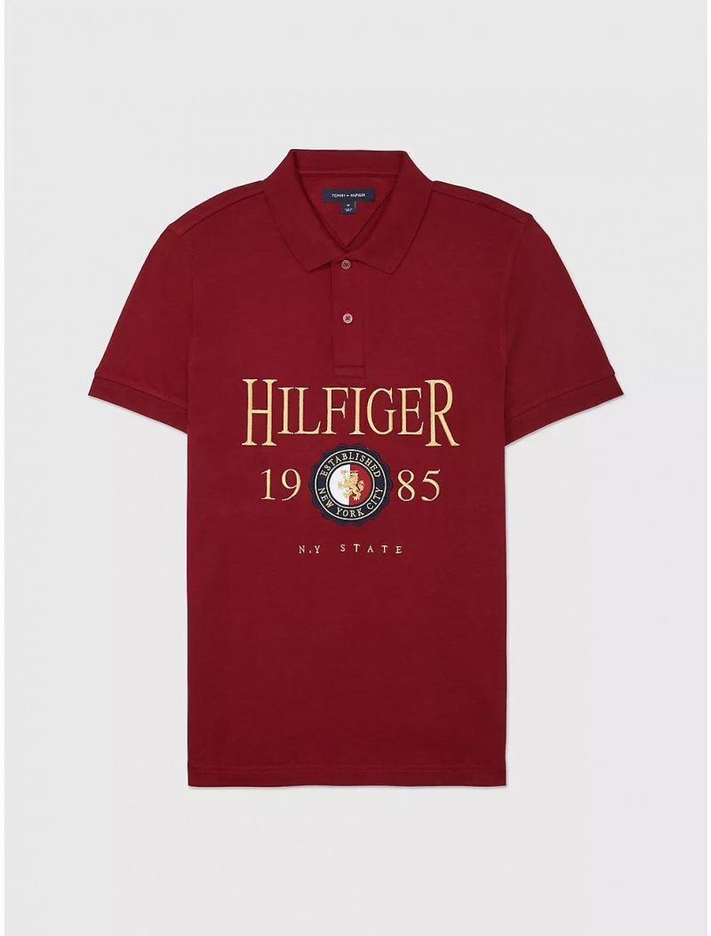 Tommy Hilfiger Slim Fit 1985 Polo Tops Rouge | 7628-ULEDV