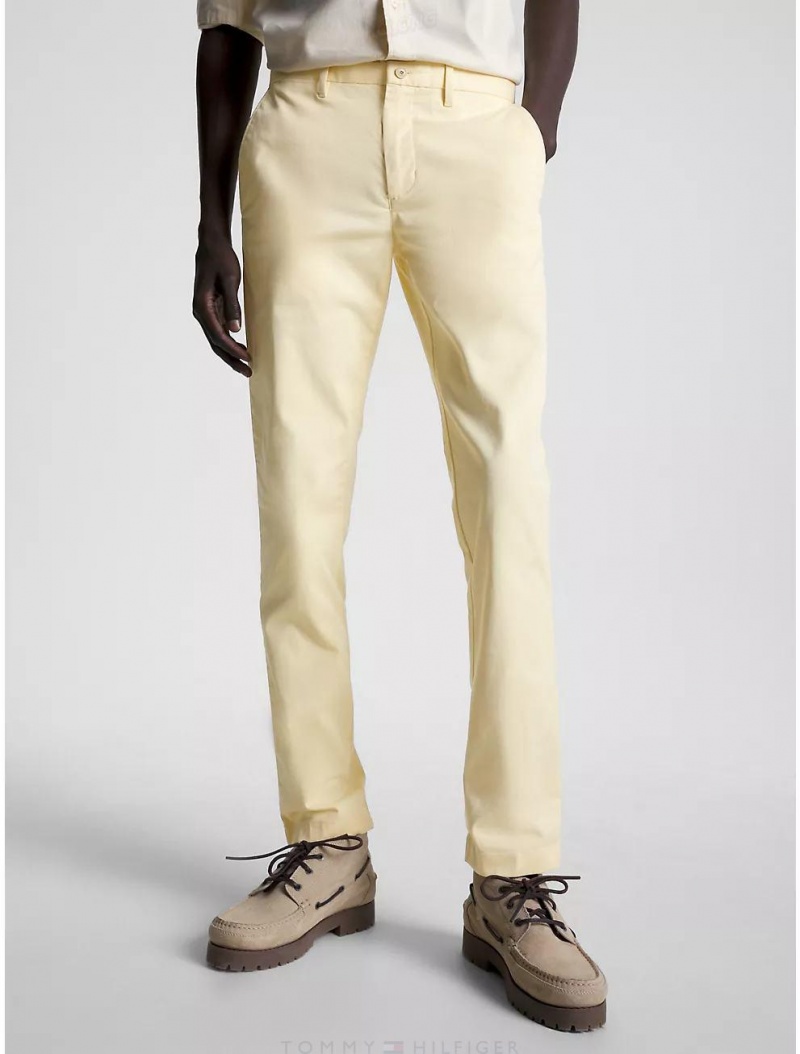 Tommy Hilfiger Slim Fit 1985 THFlex Solid Chino Pants Buttermilk | 9705-MXLFI