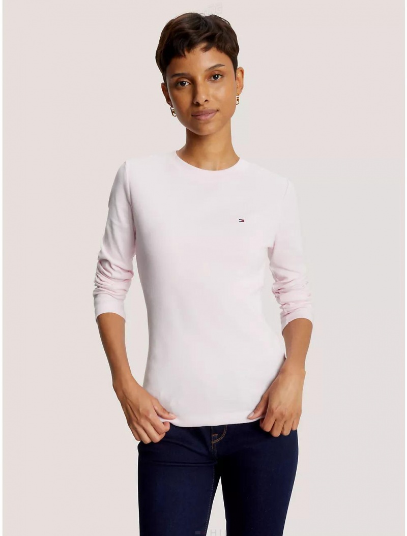 Tommy Hilfiger Slim Fit Favorite Crewneck T-Shirt T-Shirts & Polos Light Pink | 1432-DGRVI