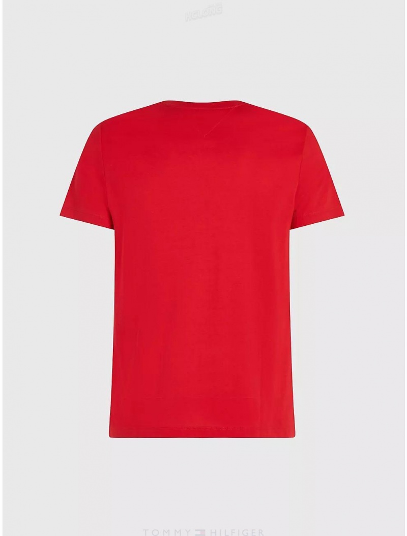 Tommy Hilfiger Slim Fit Flag Monotype T-Shirt T-Shirts Primary Red | 9713-VXUND