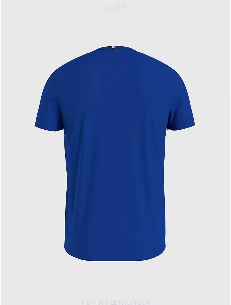 Tommy Hilfiger Slim Fit Flag Monotype T-Shirt Tops Ultra Blue | 0328-GOATB