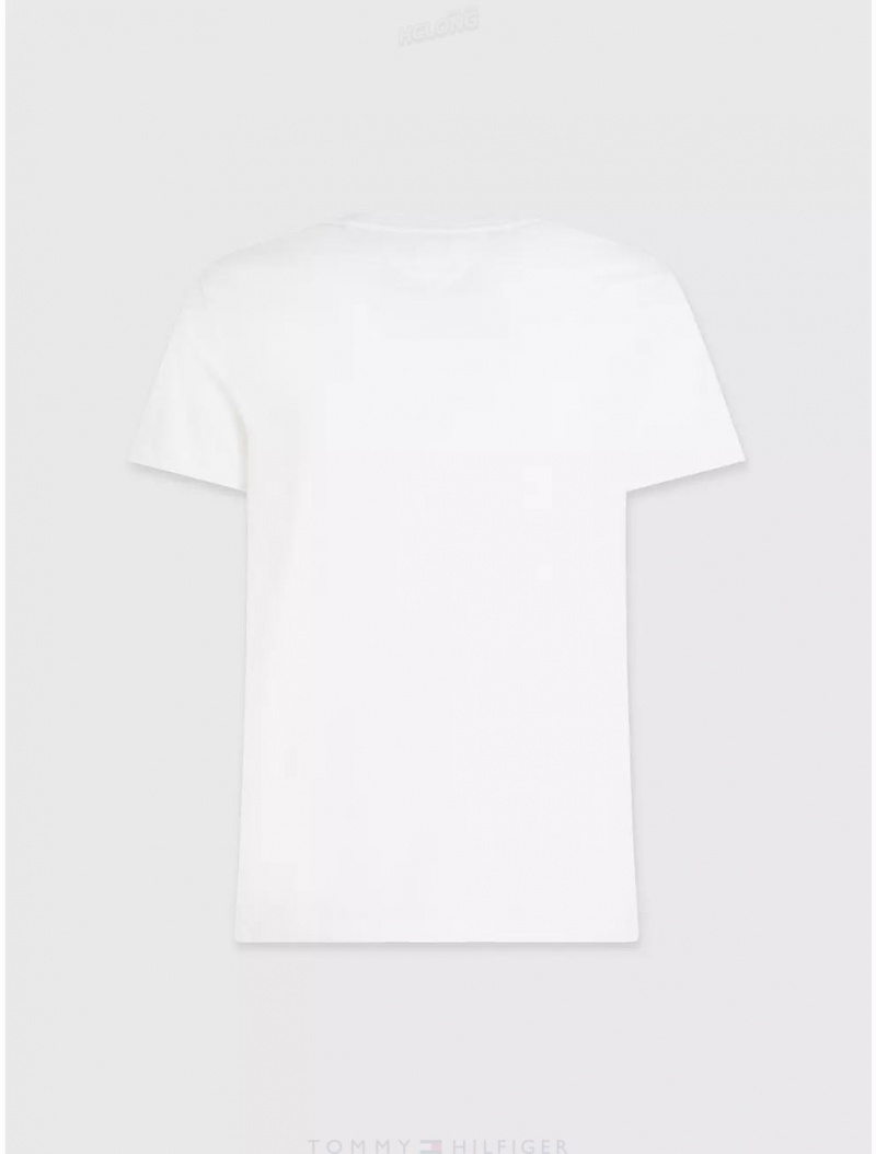 Tommy Hilfiger Slim Fit Flag Monotype T-Shirt T-Shirts White | 0794-BRWLM