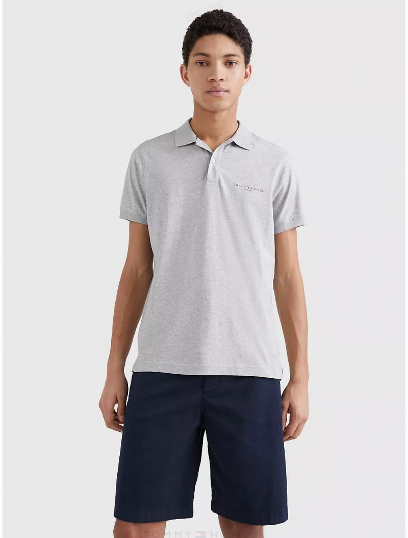 Tommy Hilfiger Slim Fit Hilfiger Polo Polos Light Grey Heather | 7530-CORBK