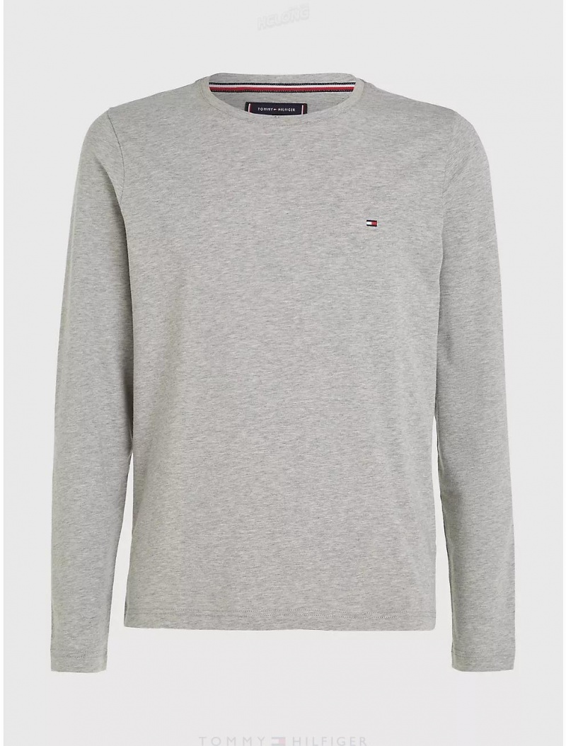 Tommy Hilfiger Slim Fit Long-Sleeve Stretch T-Shirt T-Shirts Light Grey Heather | 8739-LDEST