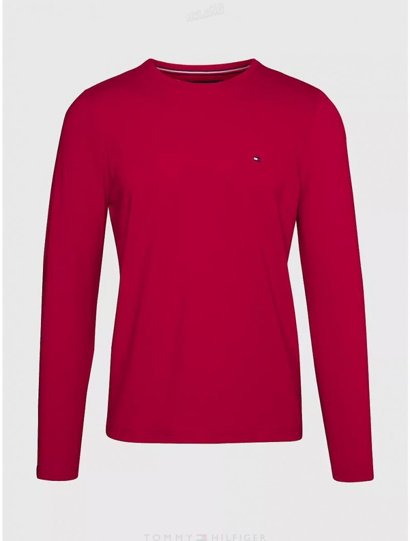 Tommy Hilfiger Slim Fit Long-Sleeve Stretch T-Shirt T-Shirts Arizona Red | 8047-ZICEL