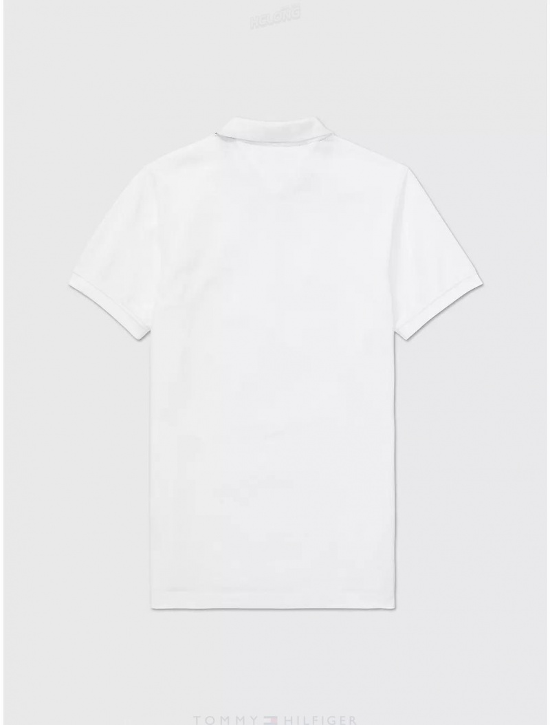 Tommy Hilfiger Slim Fit Pop Collar Polo Tops Fresh White | 6075-MKXLI