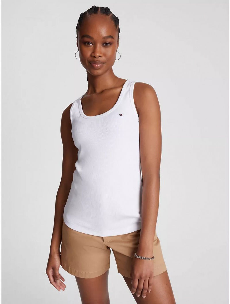 Tommy Hilfiger Slim Fit Ribbed Tank Top Tops & Shirts Optic White | 3456-OPKEL