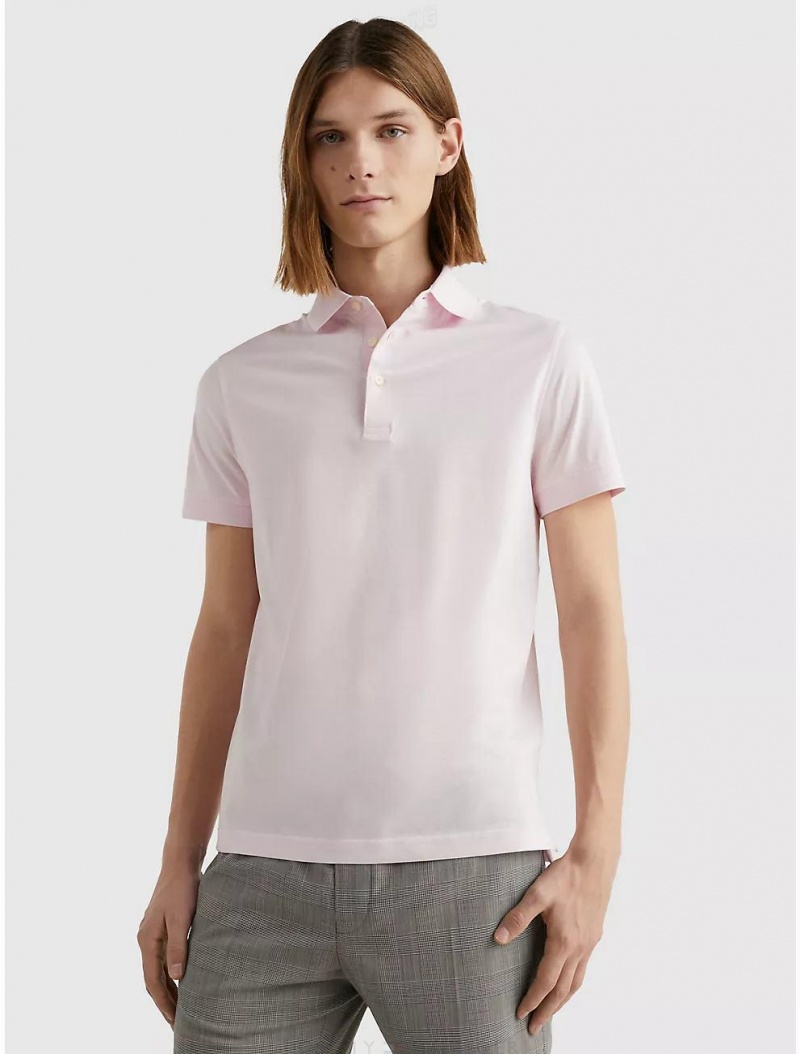 Tommy Hilfiger Slim Fit Solid Polo Tops Light Pink | 0926-PYBHZ