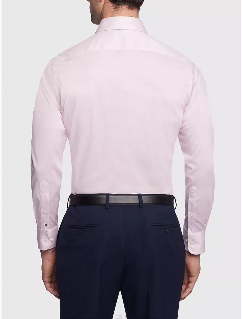 Tommy Hilfiger Slim Fit Solid Twill Shirt Shirts Classic Pink | 9415-RYKLU