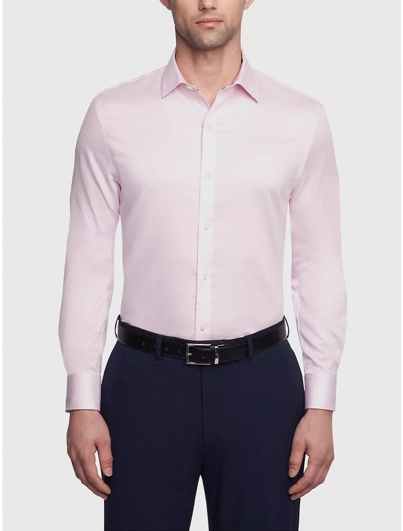 Tommy Hilfiger Slim Fit Solid Twill Shirt Shirts Classic Pink | 9415-RYKLU