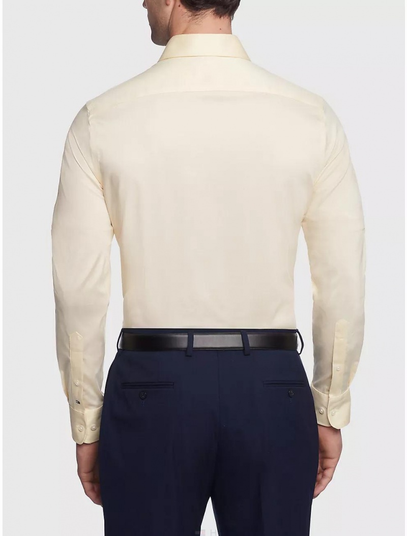 Tommy Hilfiger Slim Fit Solid Twill Shirt Shirts Yellow | 7052-KZALF