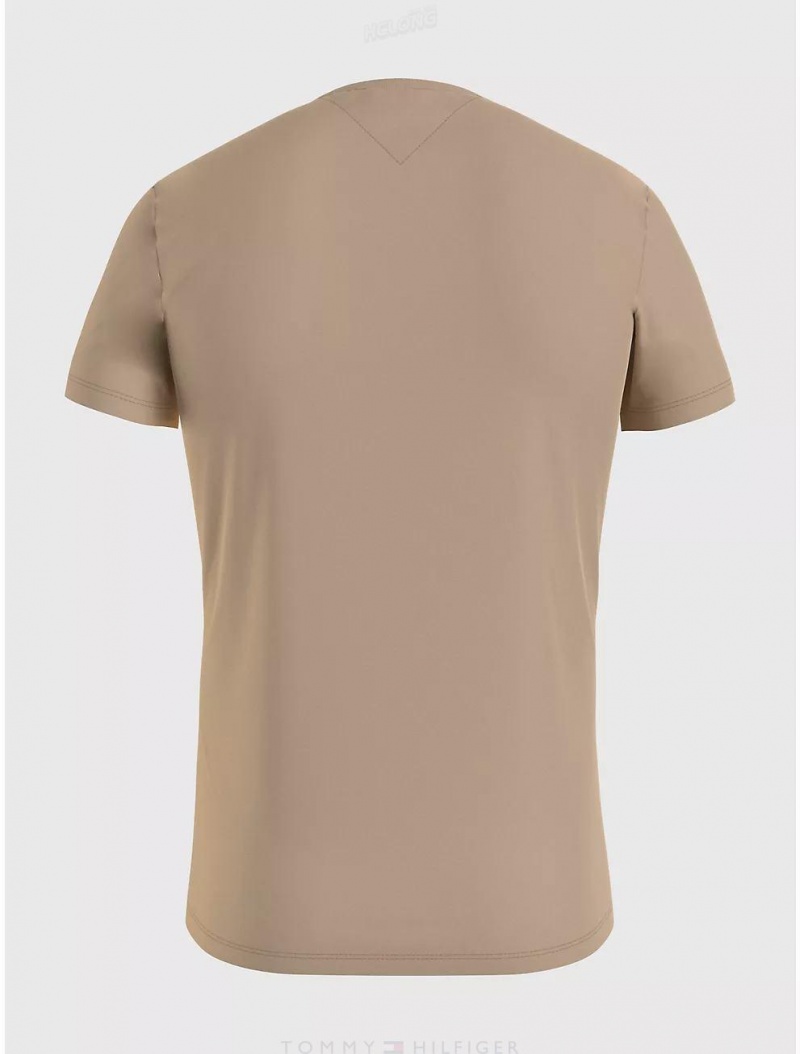 Tommy Hilfiger Slim Fit Solid V-Neck T-Shirt T-Shirts Clayed Pebble | 6235-FEQRU