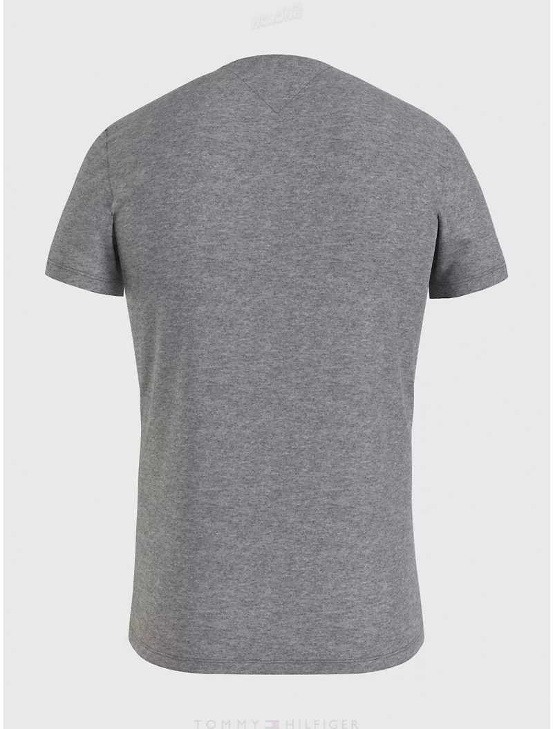 Tommy Hilfiger Slim Fit Solid V-Neck T-Shirt T-Shirts Grey Heather | 3026-HQMUW