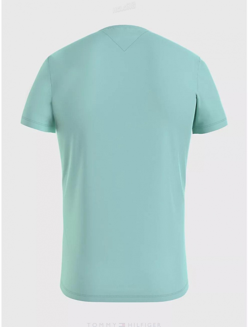 Tommy Hilfiger Slim Fit Solid V-Neck T-Shirt T-Shirts Botanical Green | 7042-FRGVA