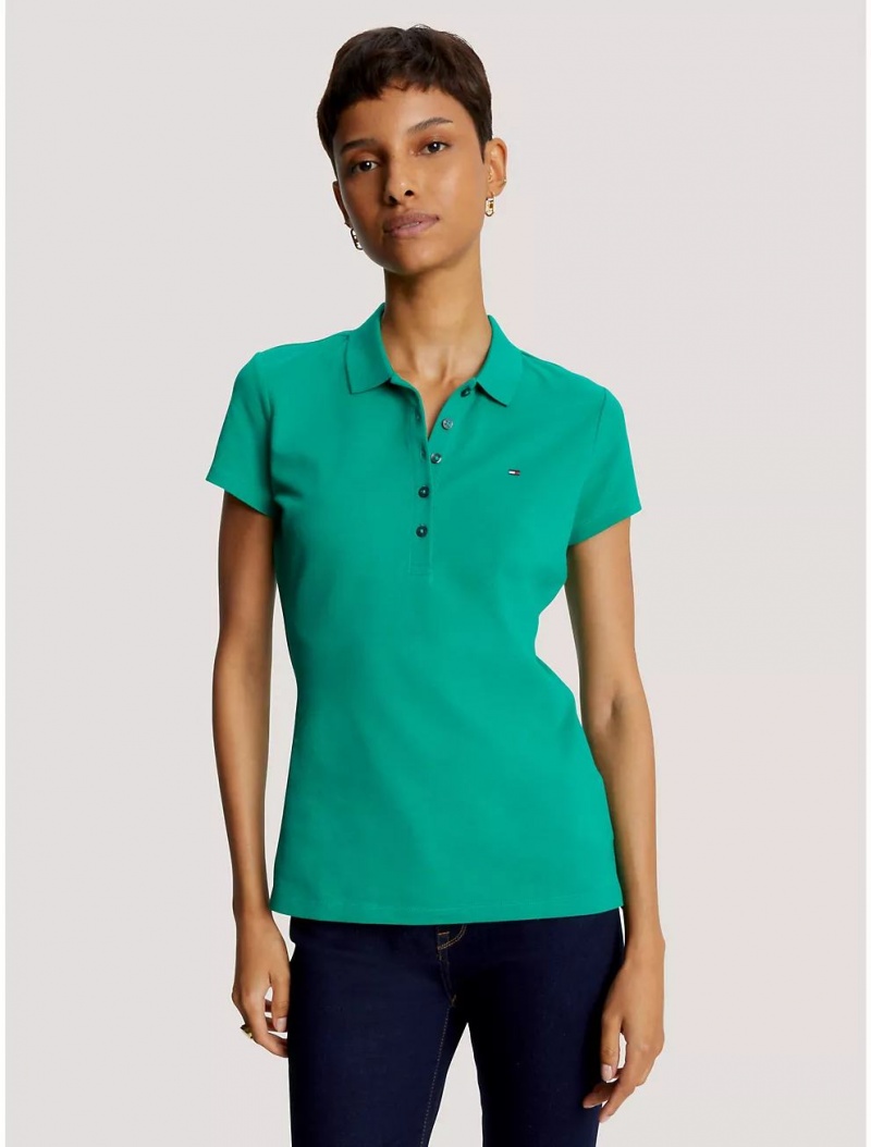 Tommy Hilfiger Slim Fit Stretch Cotton Polo T-Shirts & Polos Courtside Green | 2167-MDOHG