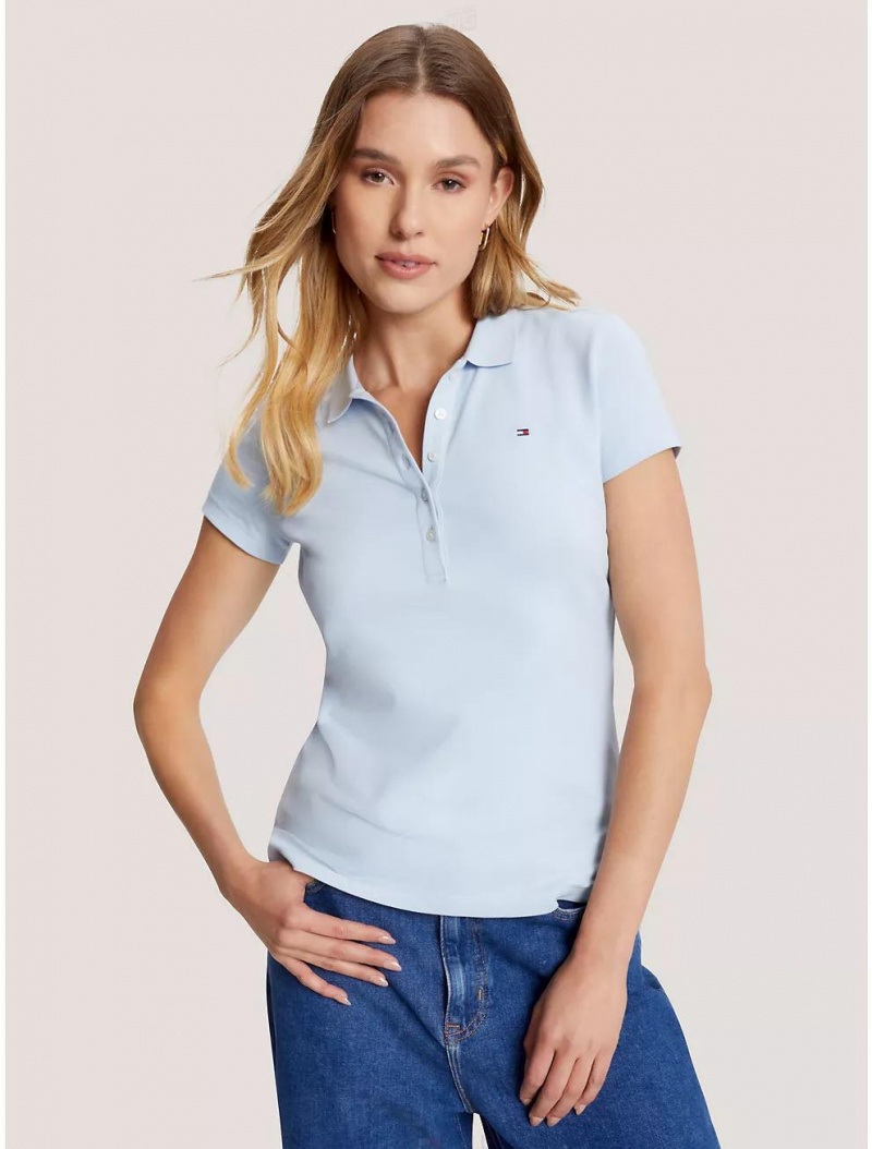 Tommy Hilfiger Slim Fit Stretch Cotton Polo T-Shirts & Polos Breezy Blue | 4586-AMTGW