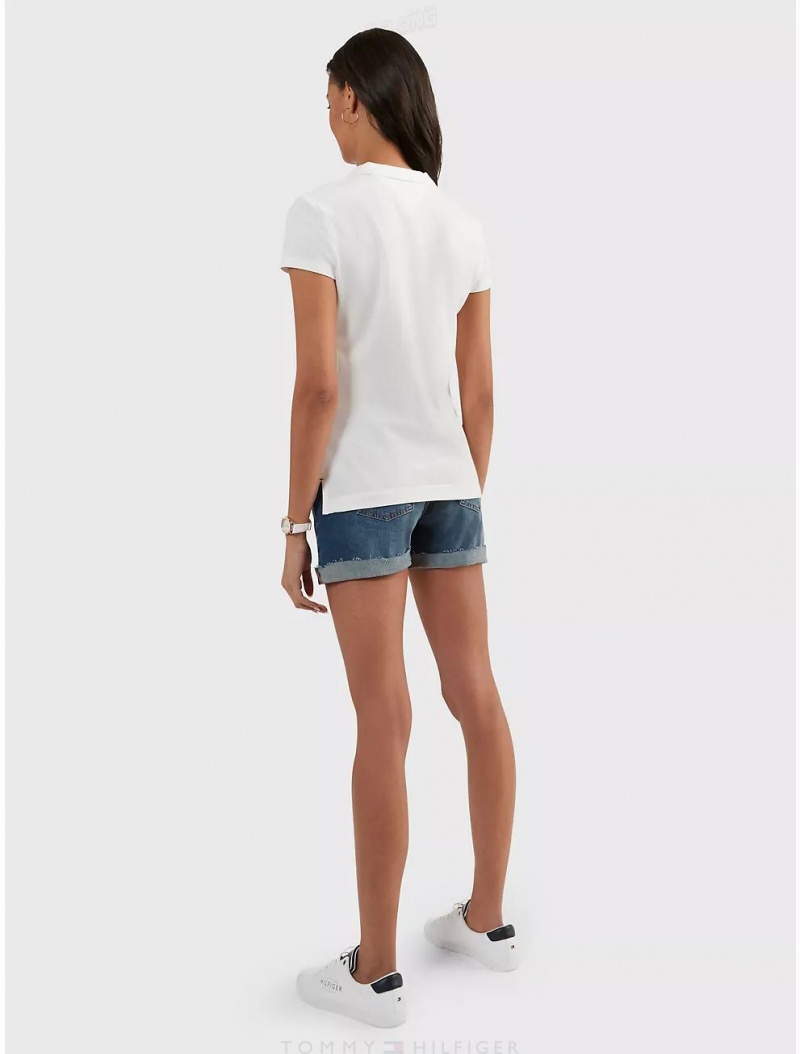 Tommy Hilfiger Slim Fit Stretch Cotton Polo T-Shirts & Polos Optic White | 5916-ADMGP