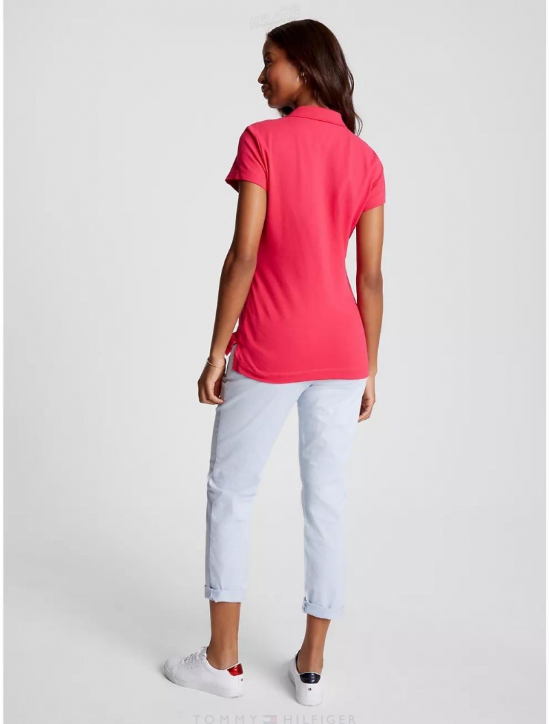 Tommy Hilfiger Slim Fit Stretch Cotton Polo T-Shirts & Polos Pink Splendor | 1523-ZBKLX