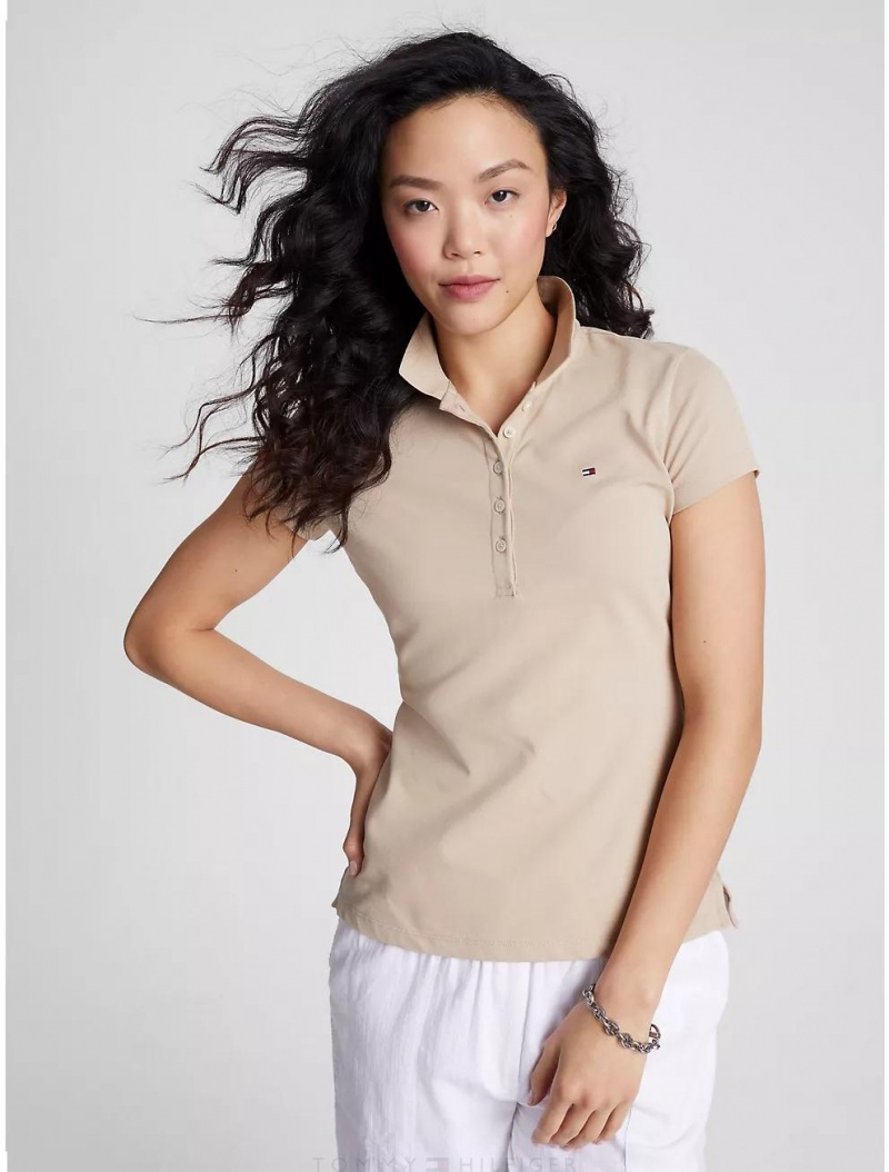 Tommy Hilfiger Slim Fit Stretch Cotton Polo T-Shirts & Polos Wild Honey | 8765-ANGYD