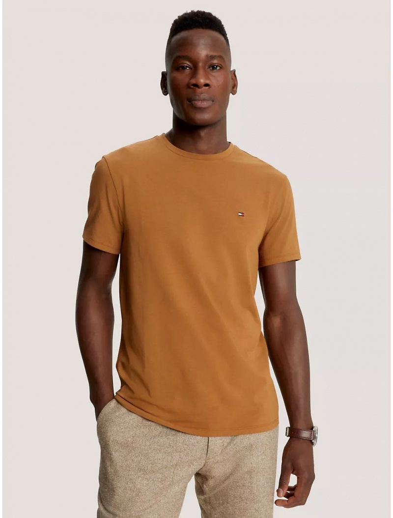 Tommy Hilfiger Slim Fit Stretch Cotton T-Shirt T-Shirts Golden Rays | 7290-WHAJP