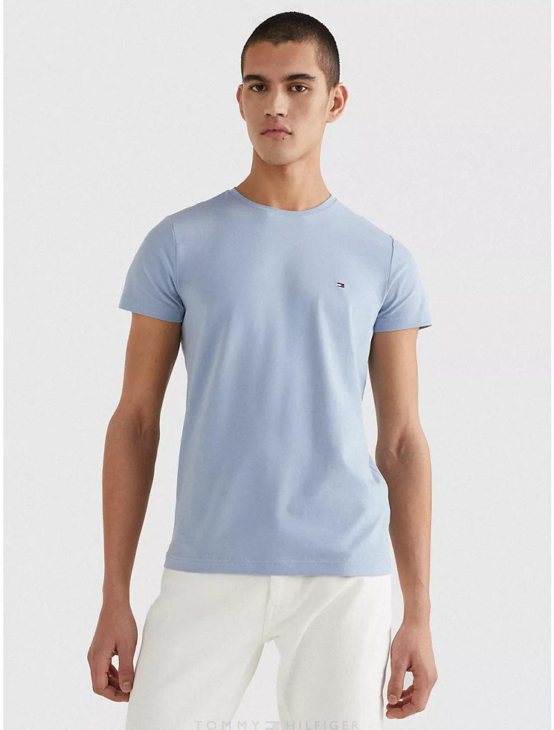 Tommy Hilfiger Slim Fit Stretch Cotton T-Shirt T-Shirts Daybreak Blue | 4085-XLEFY
