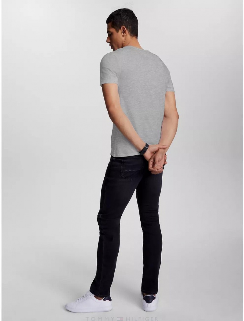 Tommy Hilfiger Slim Fit Stretch Cotton T-Shirt T-Shirts Grey Heather | 5703-JPVGN