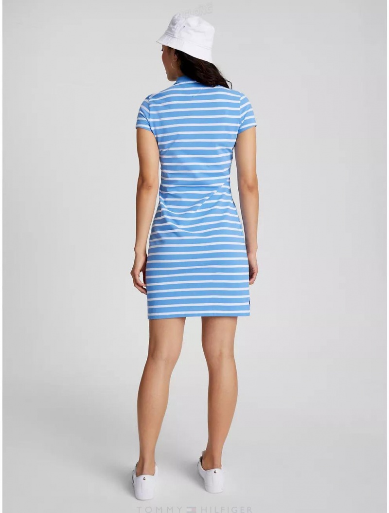 Tommy Hilfiger Slim Fit Stripe Stretch Cotton Polo Dress Dresses & Skirts Blue Burst Multi | 9523-GINZS