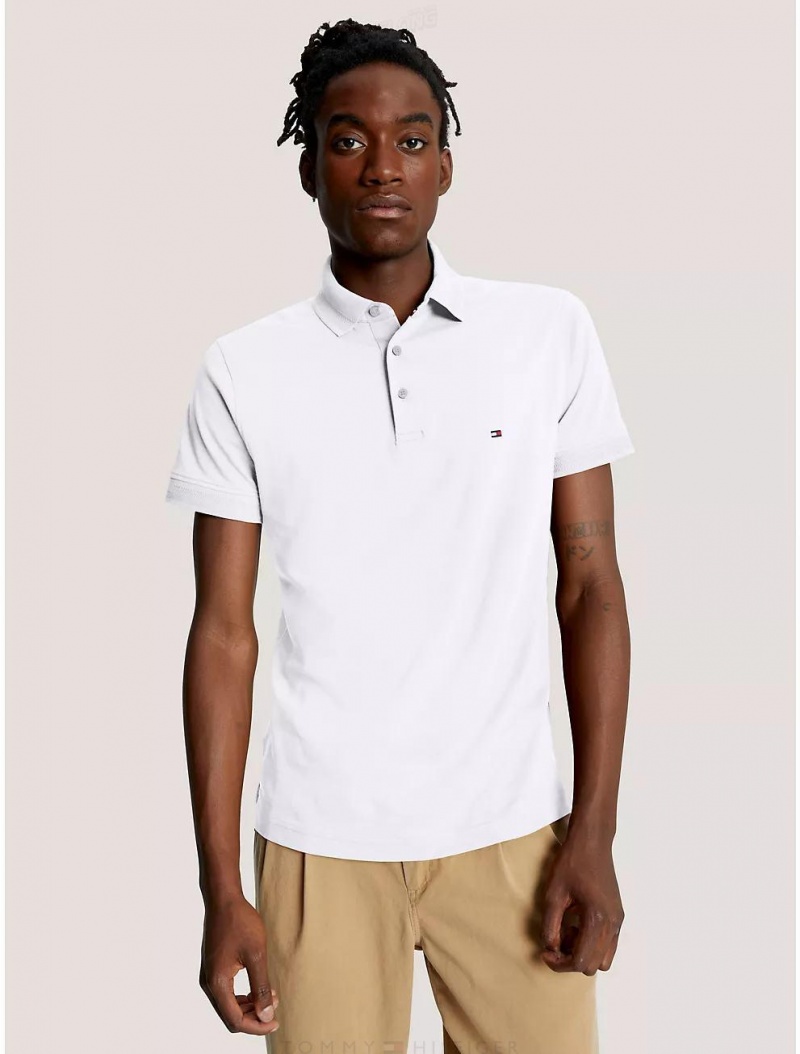 Tommy Hilfiger Slim Fit Tipped Polo Polos Fresh White | 0193-LKDXS