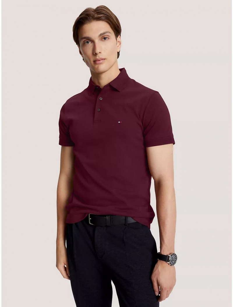 Tommy Hilfiger Slim Fit Tipped Polo Polos Deep Rouge | 7860-KBUOP