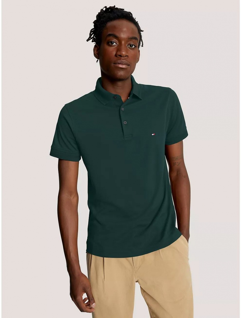 Tommy Hilfiger Slim Fit Tipped Polo Polos Hunter | 8641-NAFDW