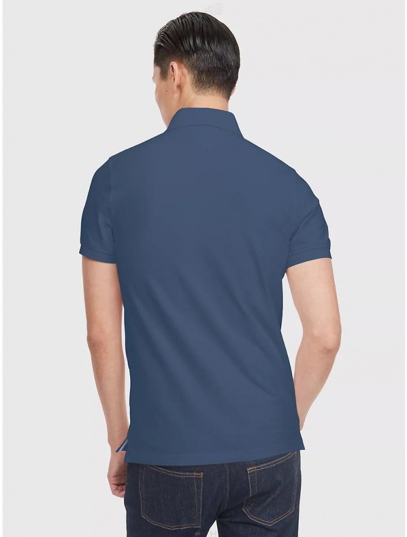 Tommy Hilfiger Slim Fit Tommy Polo Polos Bank Blue | 7265-RJLAM